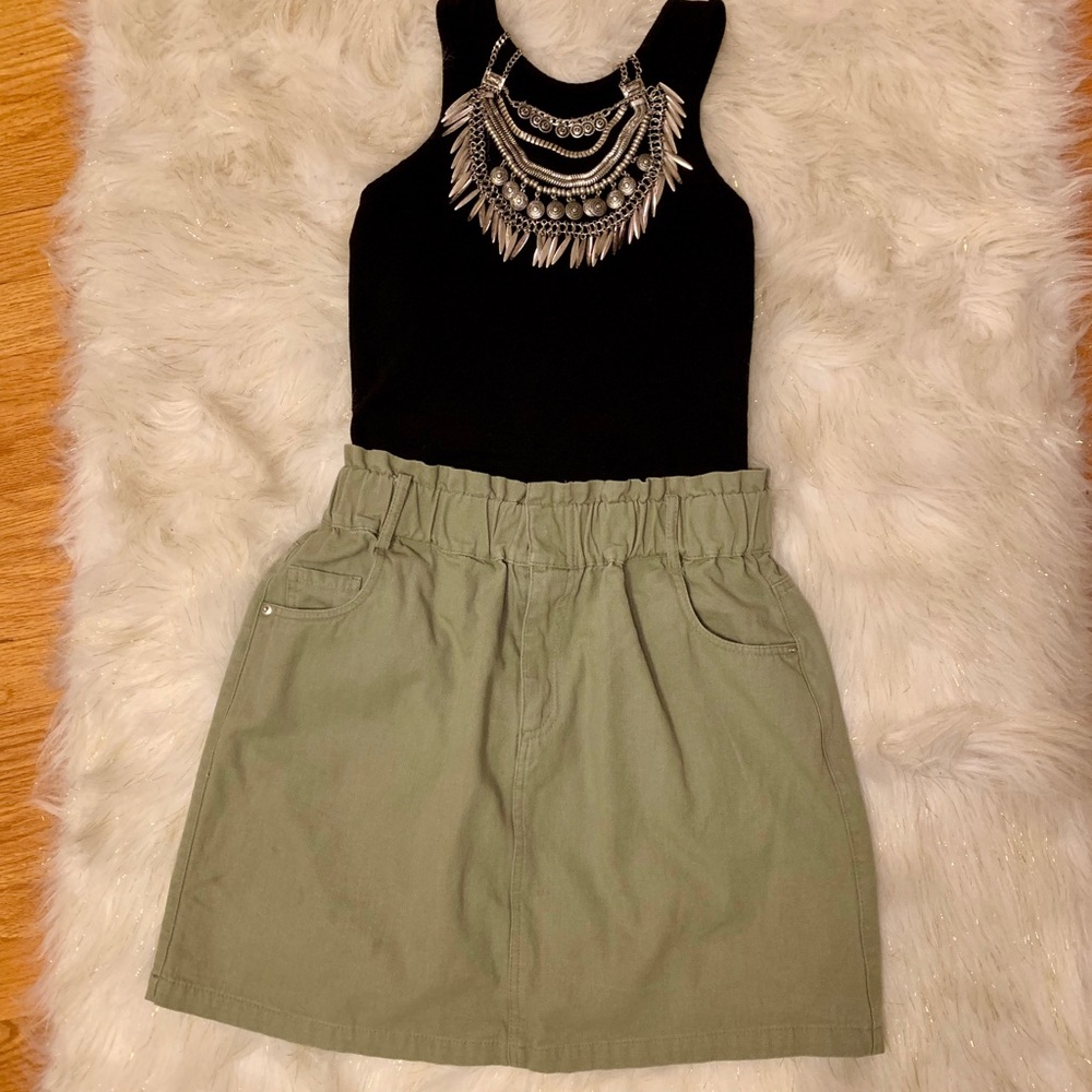 Olive Denim Skirt